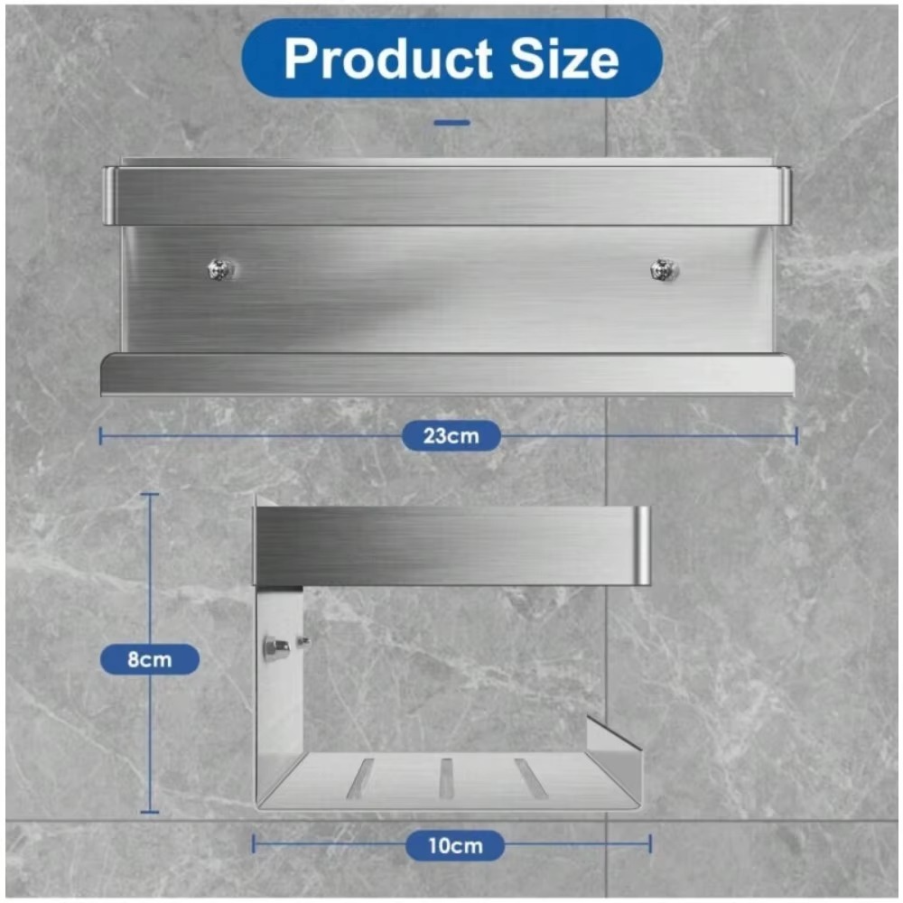 Stainless Steel Bathroom Shelves Self Adhesive Shower Caddy Organizer Storage Rack Bathroom Kitchen Shelf Waterproof Space Saver
