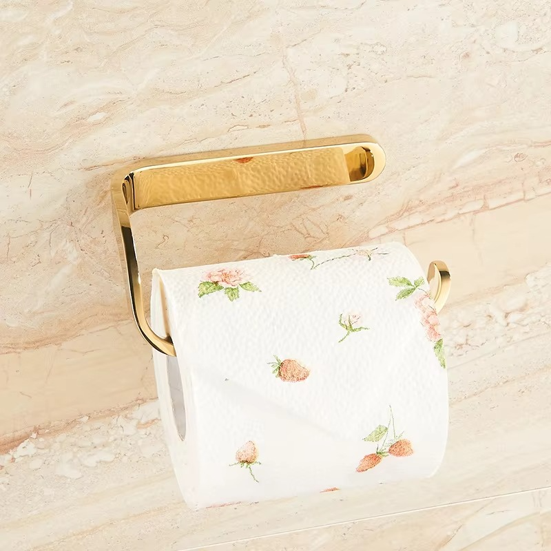 Gold Toilet Paper Holder bathroom toilet roll paper holder Bathroom Accessories simple design one hand tear MJ