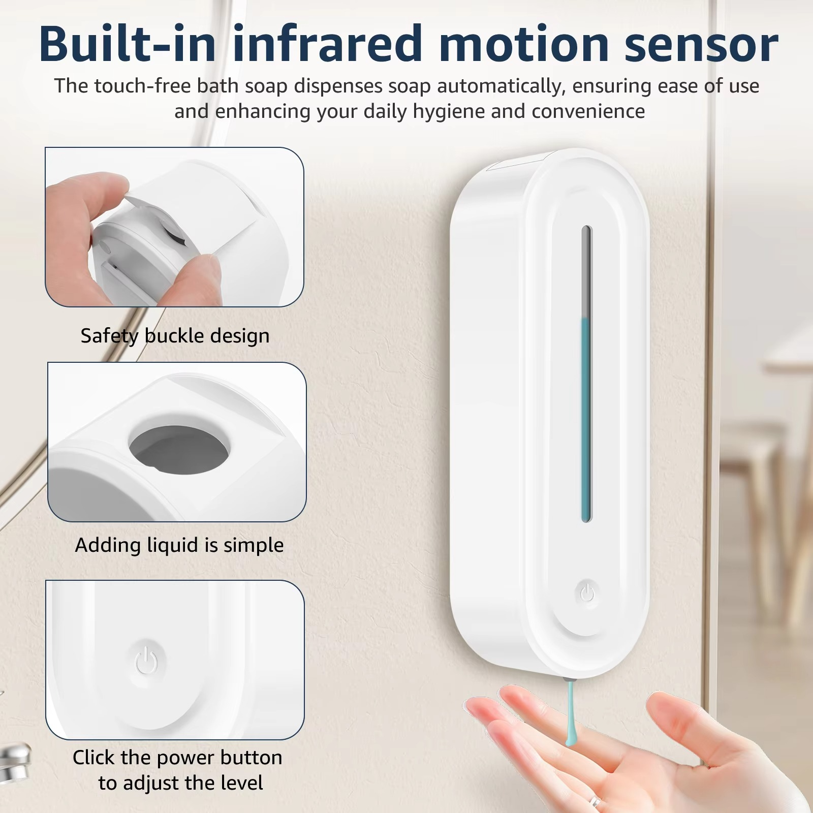 420ml Automatic Soap Dispenser Adjustable Touchless Motion Sensor Smart Bathroom Hand Sanitizer Soap Dispenser