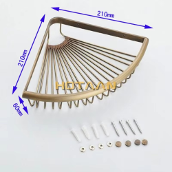 . Wall Mounted Antique brass solid brass Bathroom Shower shampoo Shelf bathroom Basket Holder Fashion Double Layer