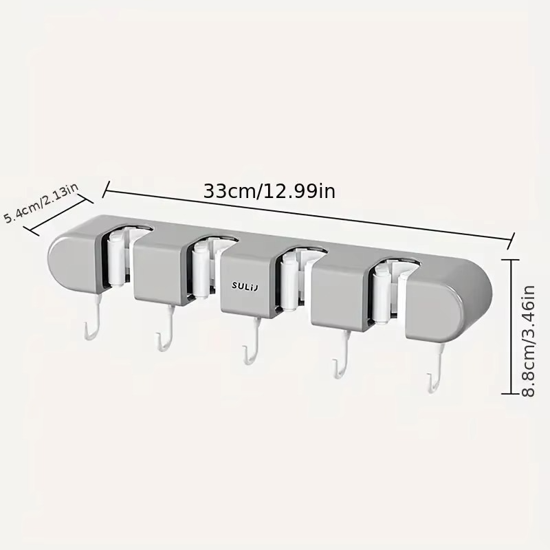 Broom Mop Holder Wall Mounted Kitchen Household Mop Holder Strong Snap Fastener Mop Clamp Multipurpose Bathroom Organizer