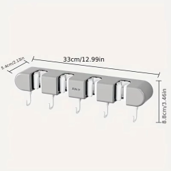 Broom Mop Holder Wall Mounted Kitchen Household Mop Holder Strong Snap Fastener Mop Clamp Multipurpose Bathroom Organizer