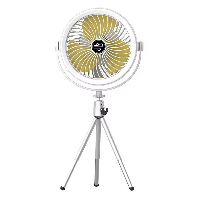 Outdoor Camping Fan Rechargeable Desktop Portable Circulator Wireless Ceiling Electric Fan Light Mini Standing LED Fan Lamp