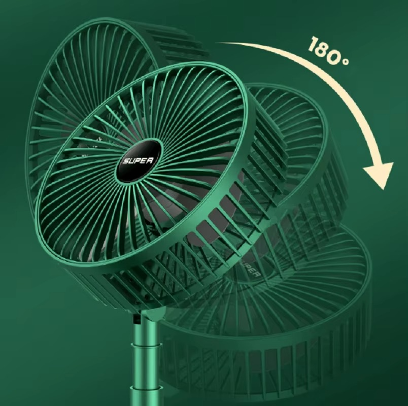 Portable Folding Fan Mini Stand Fan Adjustable Height Mute Desktop Fan Air Circulation Fan Floor Fan 3 Speeds Adjustment