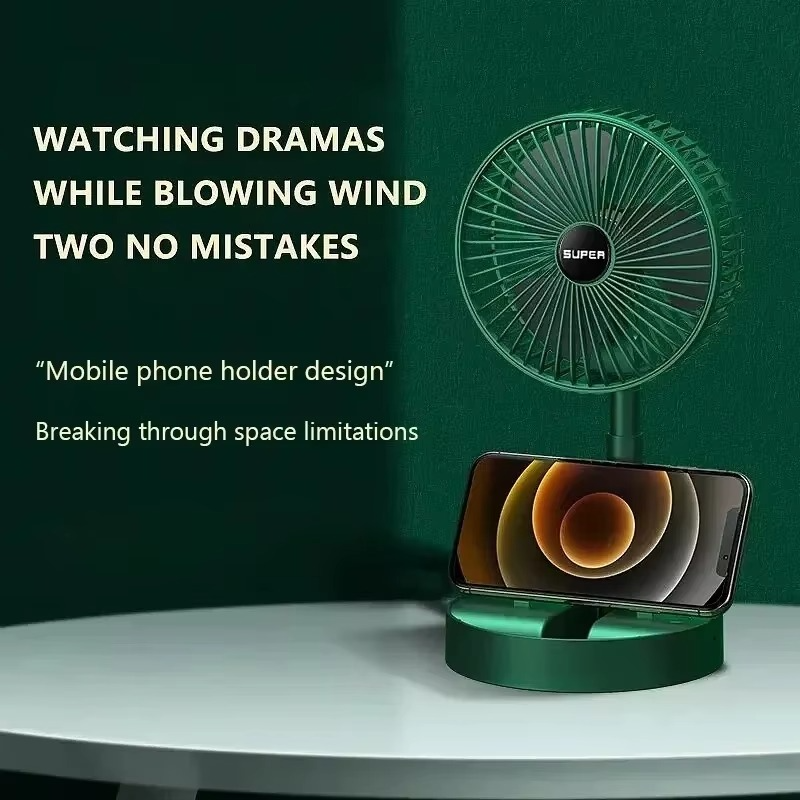 Portable Folding Fan Mini Stand Fan Adjustable Height Mute Desktop Fan Air Circulation Fan Floor Fan 3 Speeds Adjustment