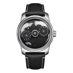 OBLVLO Brand Luxury Mens Mechanical Automatic Watch New Design Earth Dial Sapphire Luminous Blue Leather Watch for Men JM-EARTH