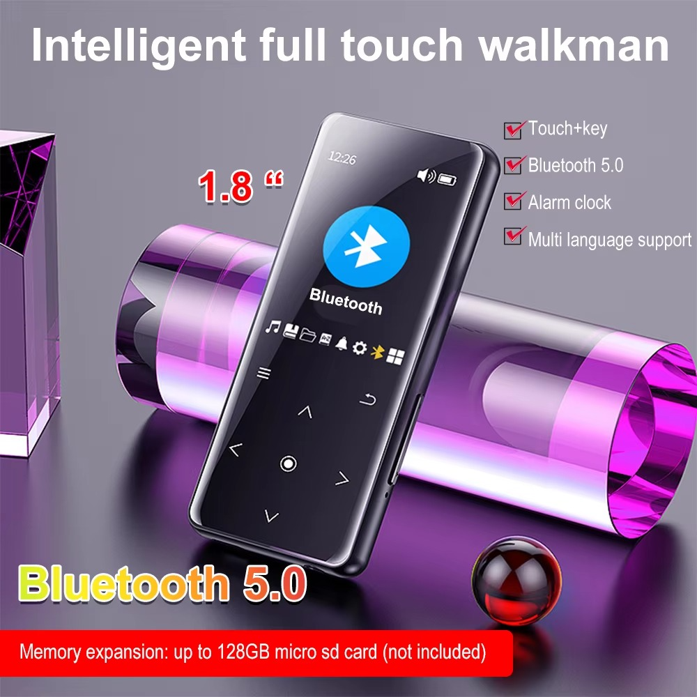 2025 New MP3 Player 1.8inch Touch MP3 MP4 HiFi Music Player Bluetooth 5.0 Built-in Speaker Walkman w/Radio FM Record for Student