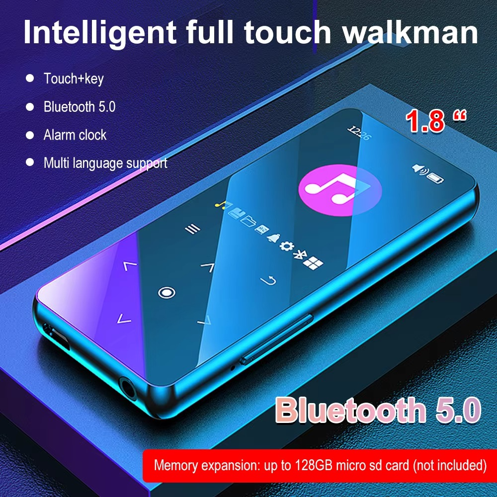 2025 New MP3 Player 1.8inch Touch MP3 MP4 HiFi Music Player Bluetooth 5.0 Built-in Speaker Walkman w/Radio FM Record for Student