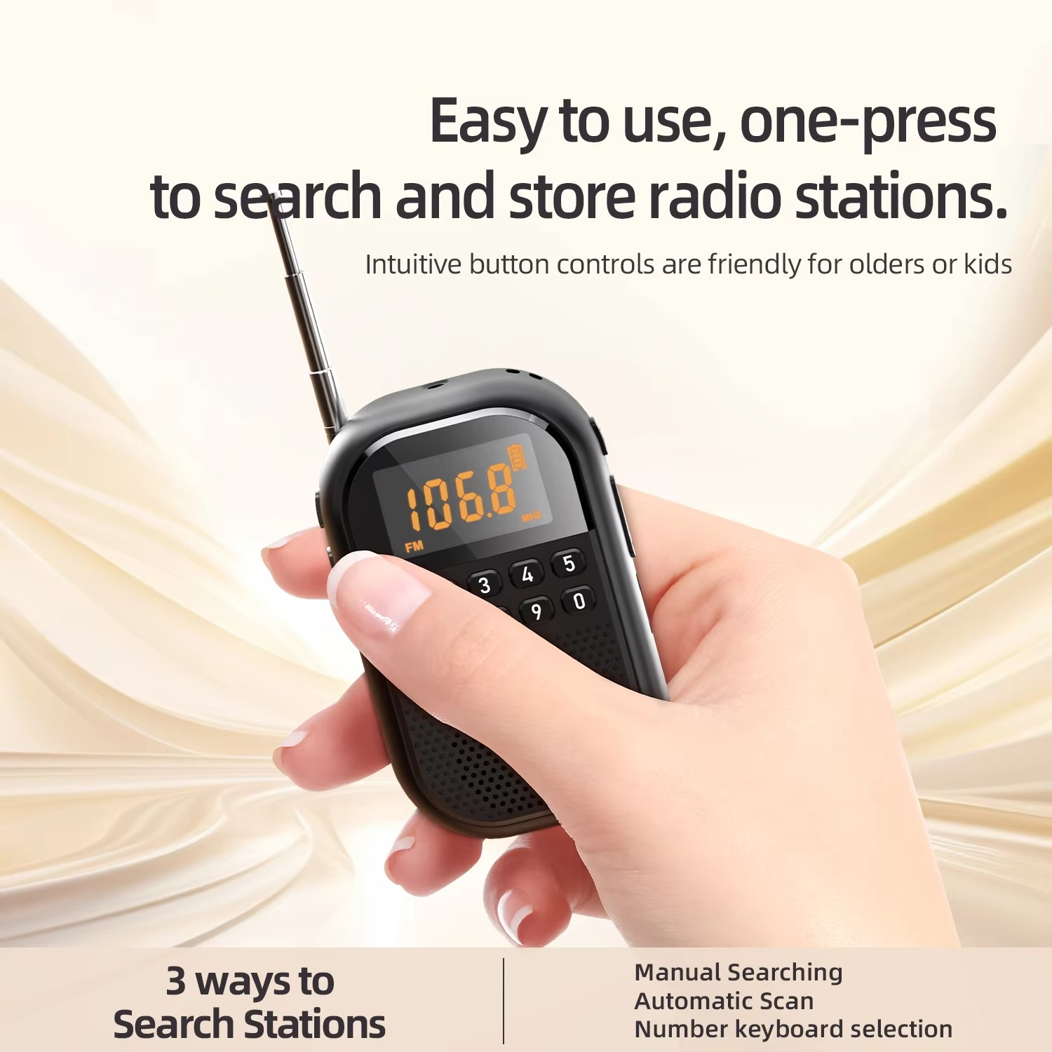 [Mini Radio Pro] USB/SD Dual Card Decoding | HD Radio Sound Quality | Portable Outdoor Audio | One-click Search Station