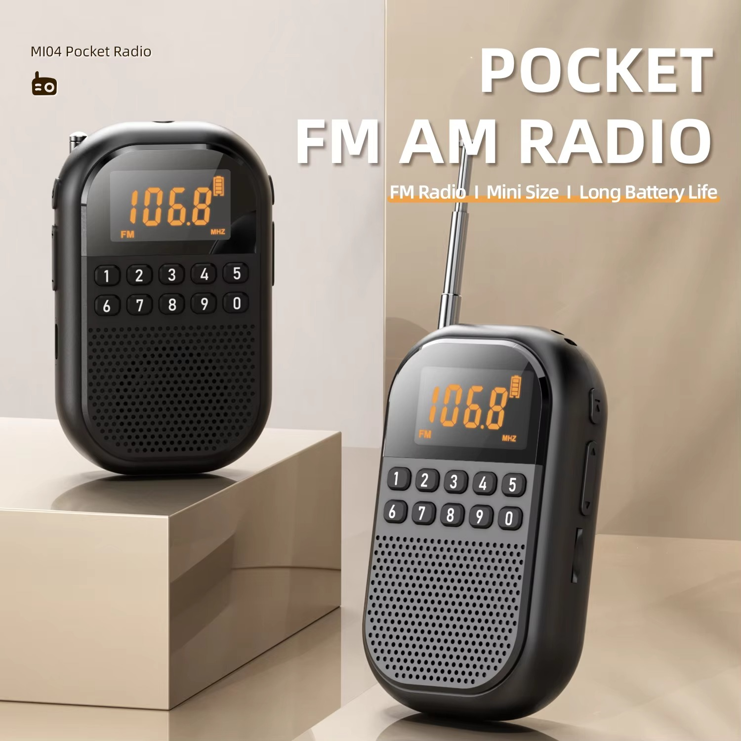[Mini Radio Pro] USB/SD Dual Card Decoding | HD Radio Sound Quality | Portable Outdoor Audio | One-click Search Station