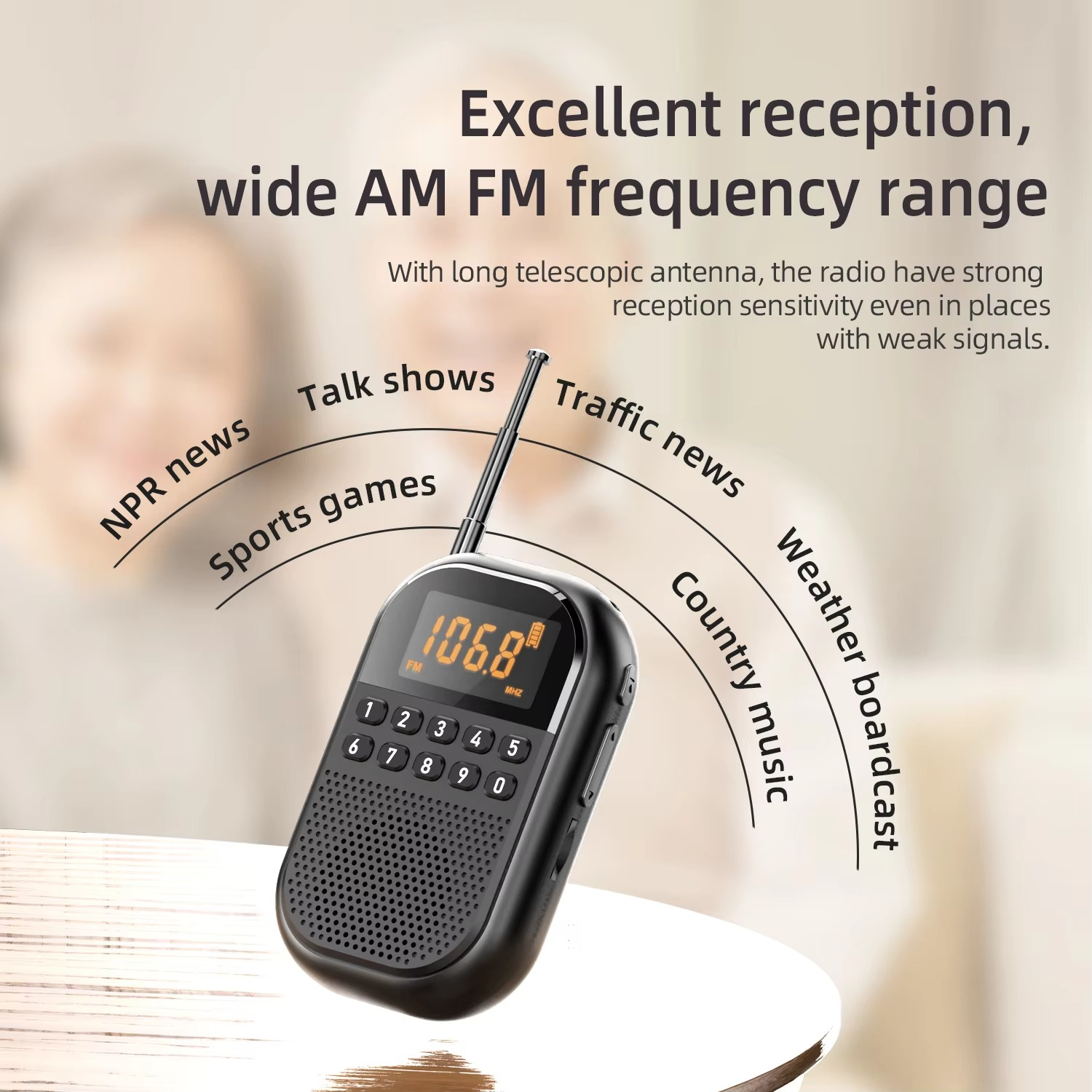 [Mini Radio Pro] USB/SD Dual Card Decoding | HD Radio Sound Quality | Portable Outdoor Audio | One-click Search Station