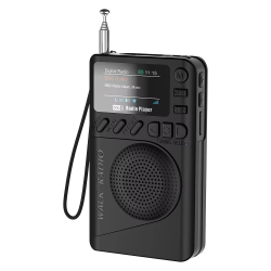 Mini Pocket Radio Portable FM/DAB/DAB+ Radio TF Card MP3 Player Clock USB Rechargeable FM DAB Receiver 1.47" Color LCD Display