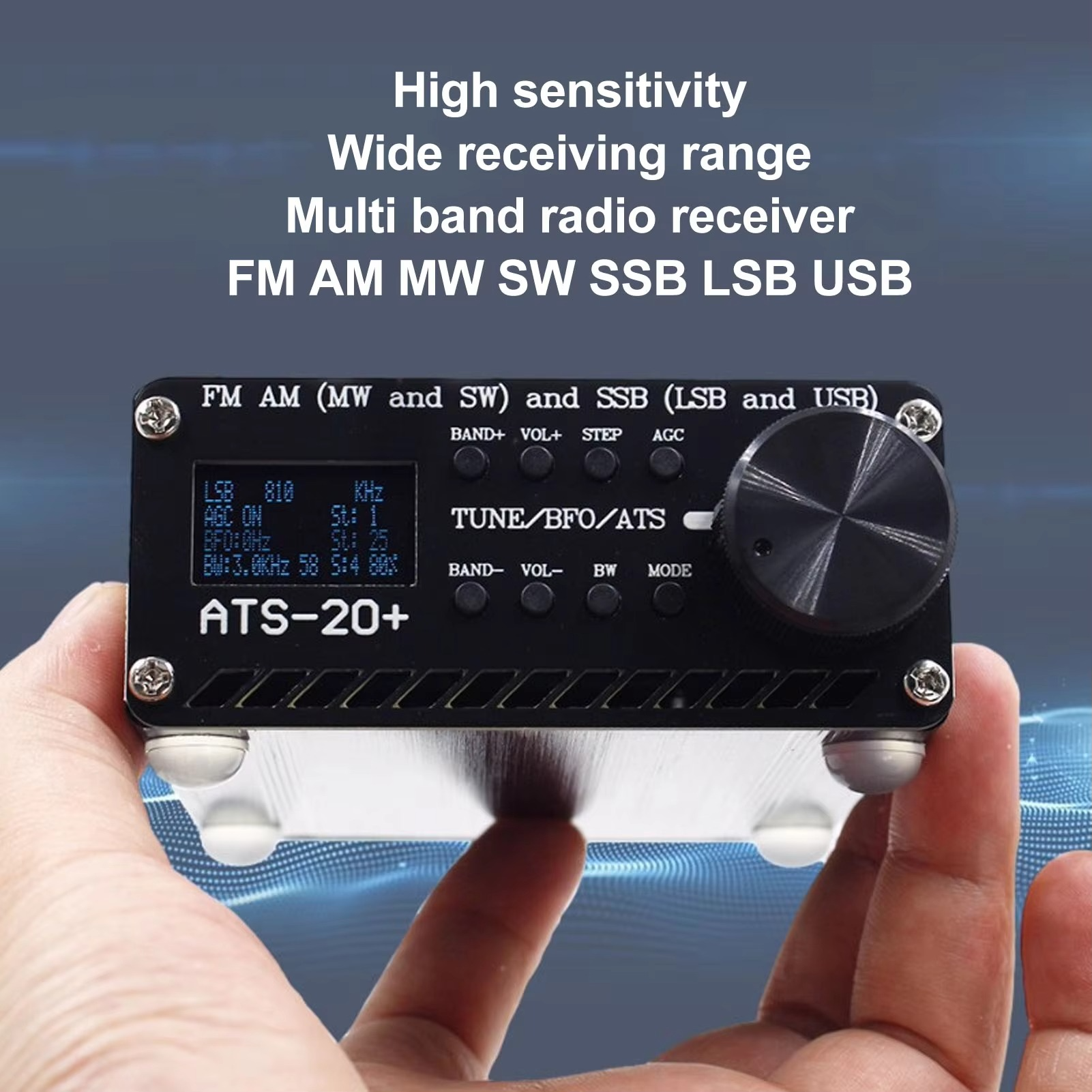 ATS 20+ Radio Receiver Easy To Read Portable World Band Digital Receiver Professional Lightweight for Home for Outdoor Camping