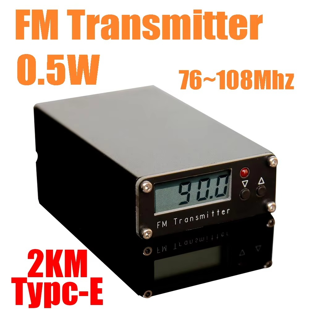 0.5W FM Transmitter 76M-108Mhz Digital Display Stereo FM Transmit TYPE-C USB Churches CAR Radio Broadcast School Campus Station