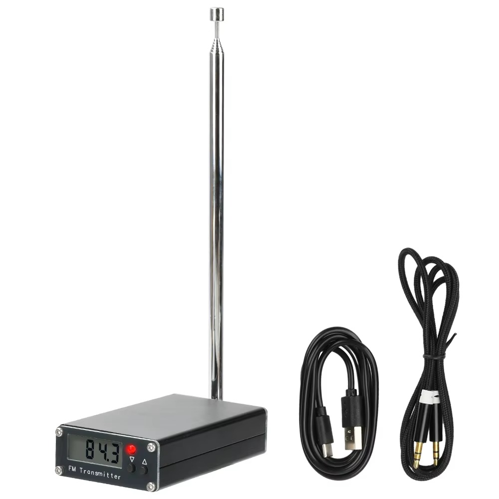 2000m FM Transmitter 0.5W with Digital Display Stereo 76-108MHz TYPE-C Radio Broadcast Campus Station