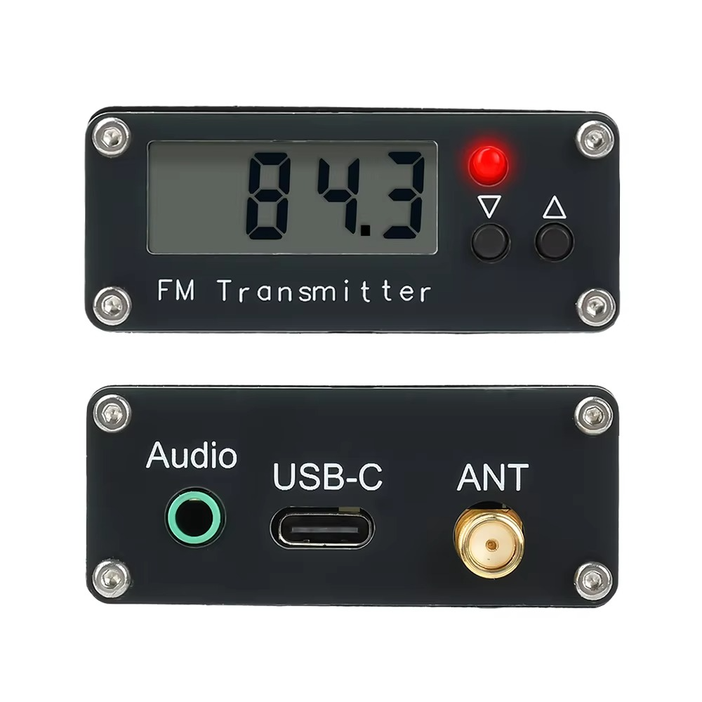 2000m FM Transmitter 0.5W with Digital Display Stereo 76-108MHz TYPE-C Radio Broadcast Campus Station