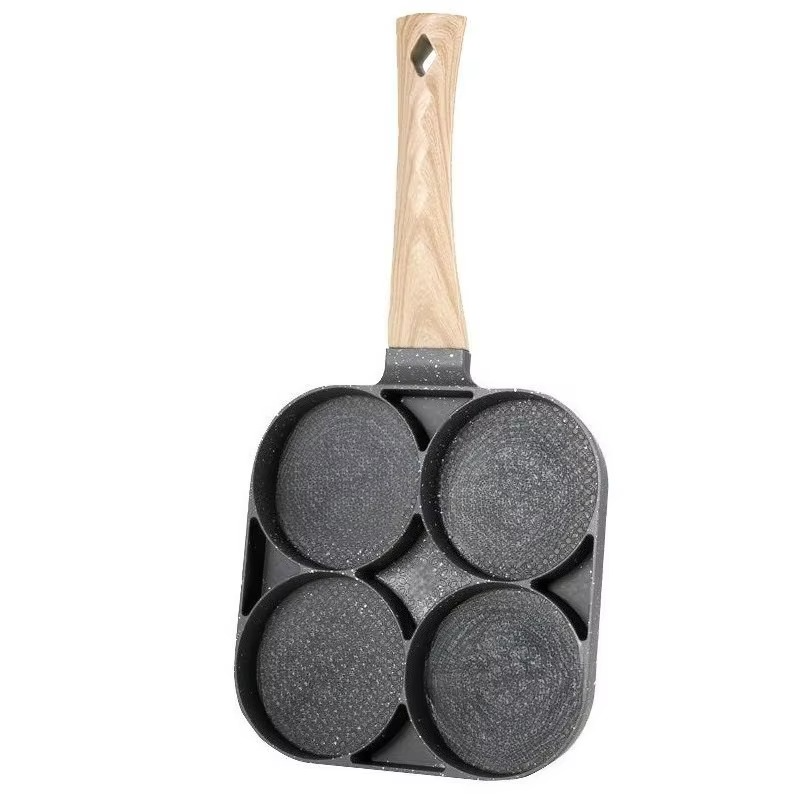 4 Hole Thickened Nonstick Egg Omelette Grilled Steak Cooking Pan Hamburger Bread Breakfast Maker Induction Cookware Omelet Pan