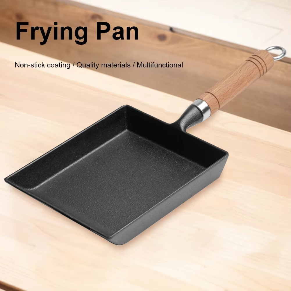 Cast Iron Non Stick Pan Mini Egg Frying Japanese Thickened Pot Non-Stick Tamagoyaki Frying Pan for Home Kitchen Cooking