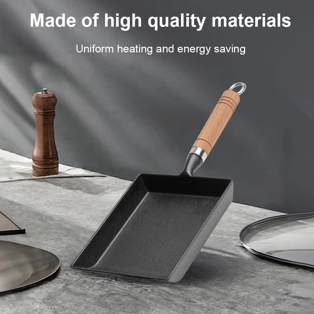 Cast Iron Non Stick Pan Mini Egg Frying Japanese Thickened Pot Non-Stick Tamagoyaki Frying Pan for Home Kitchen Cooking