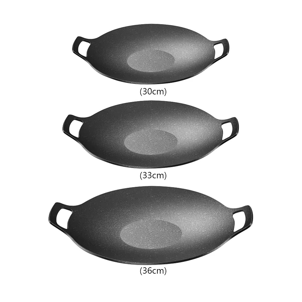 Grilling Pan Non-stick Thick Cast Iron Frying Pan Flat Pancake Griddle Stone Cooker BBQ Grill Induction Cooking Pot for Outdoor