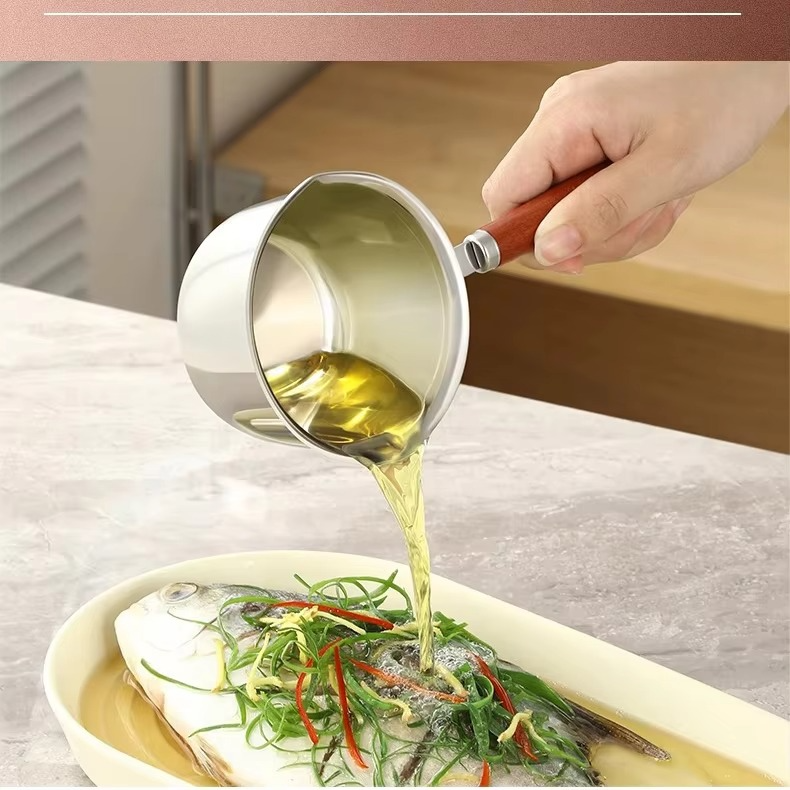 300ml Skillet 316 Stainless Steel Flavor Splash Skillet Cook Tools Household Egg Frying Pan Hot Oil Portable Scalding Pan