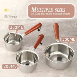 300ml Skillet 316 Stainless Steel Flavor Splash Skillet Cook Tools Household Egg Frying Pan Hot Oil Portable Scalding Pan