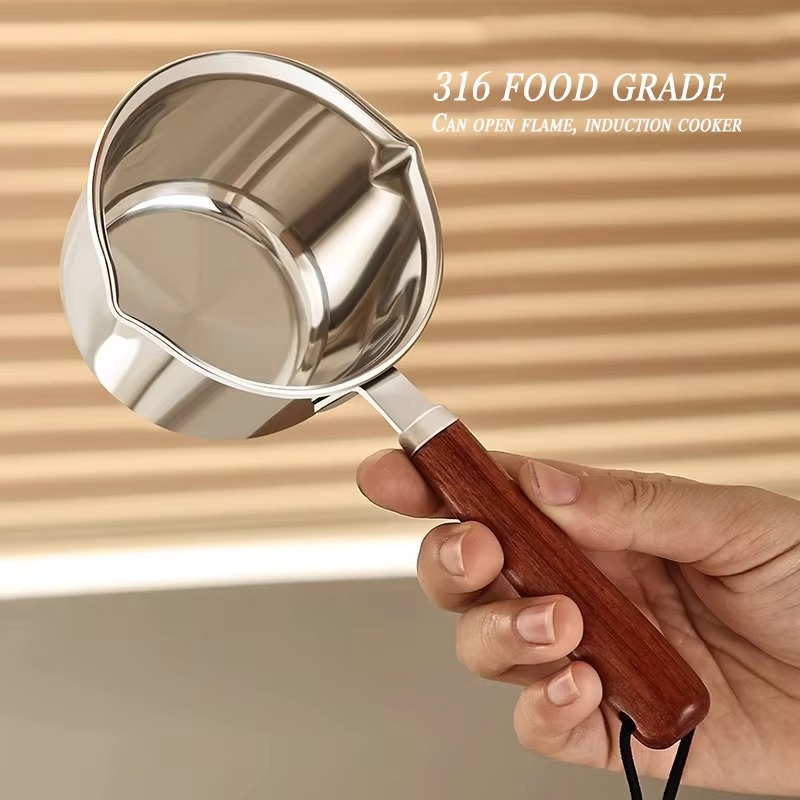 300ml Skillet 316 Stainless Steel Flavor Splash Skillet Cook Tools Household Egg Frying Pan Hot Oil Portable Scalding Pan