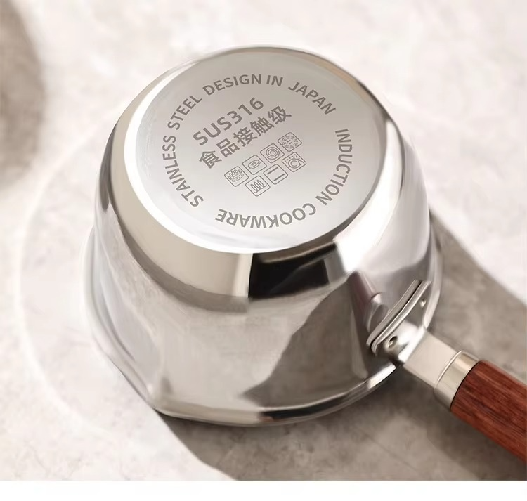 300ml Skillet 316 Stainless Steel Flavor Splash Skillet Cook Tools Household Egg Frying Pan Hot Oil Portable Scalding Pan