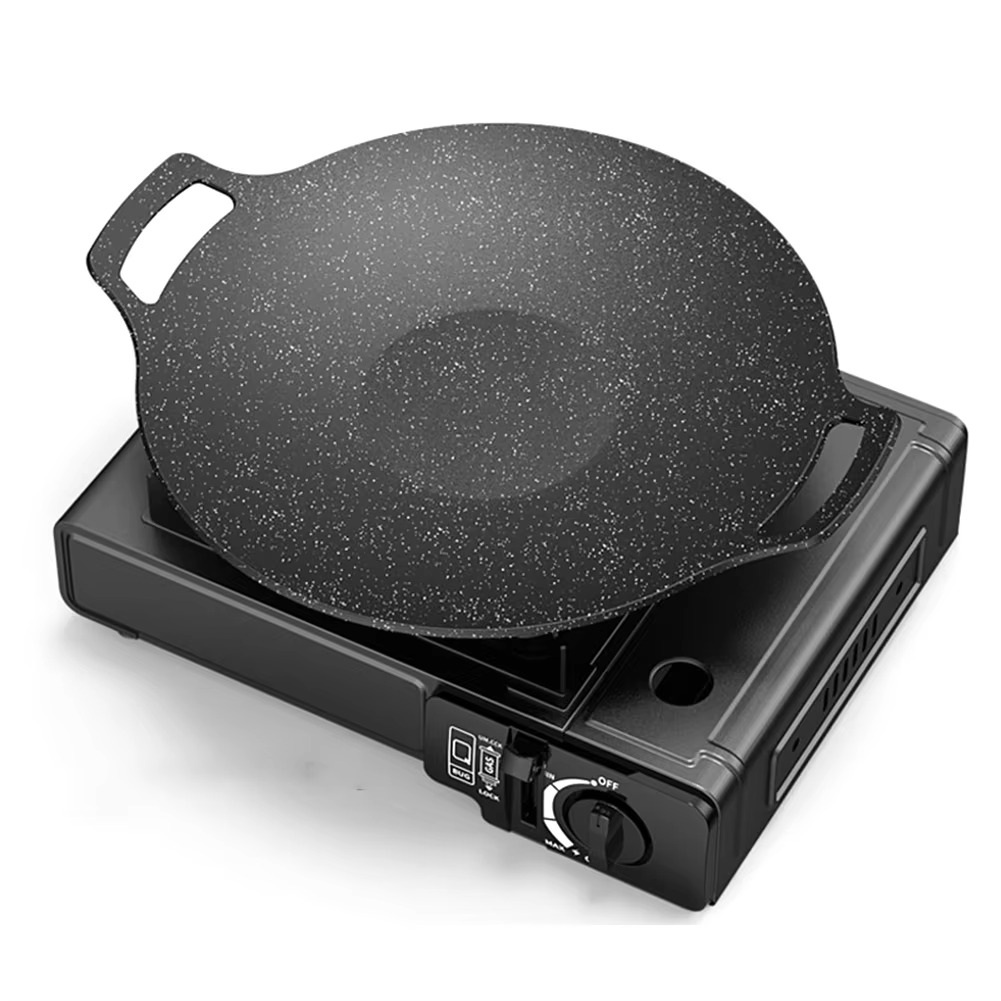 Grilling Pan Non-stick Thick Cast Iron Frying Pan Flat Pancake Griddle Stone Cooker BBQ Grill Induction Cooking Pot for Outdoor