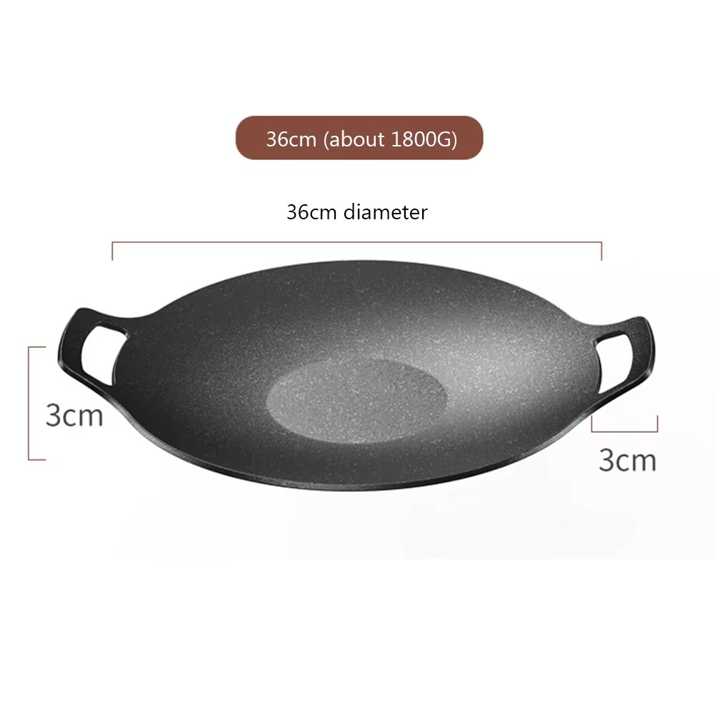 Grilling Pan Non-stick Thick Cast Iron Frying Pan Flat Pancake Griddle Stone Cooker BBQ Grill Induction Cooking Pot for Outdoor