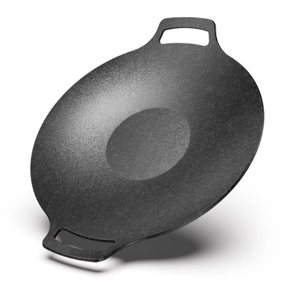 Grilling Pan Non-stick Thick Cast Iron Frying Pan Flat Pancake Griddle Stone Cooker BBQ Grill Induction Cooking Pot for Outdoor