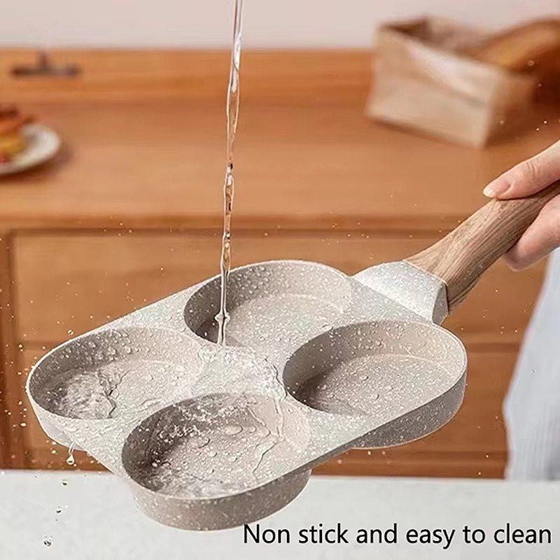 1Pc 4 Holes Egg Pancake Pan Frying Nonstick Pans Skillet Pot 4 Eggs Stove Omelet Ham Maker For Kitchen Cooking Too
