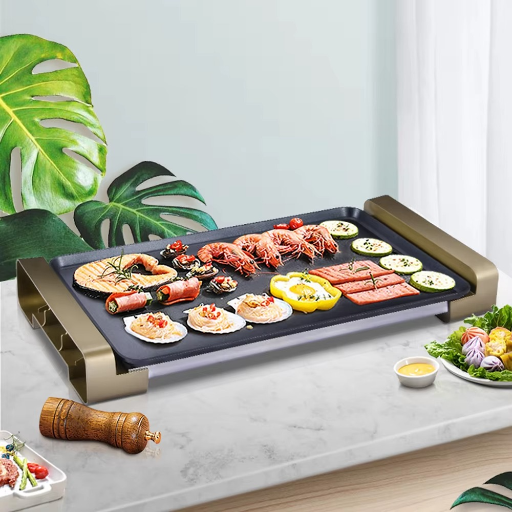 Indoor Household Flat Smokeless Simple Design BBQ Heat Control Electric Grill Griddle