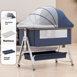 Movable newborn crib plus children's bed guardrail nursing table multi-functional baby crib can be folded