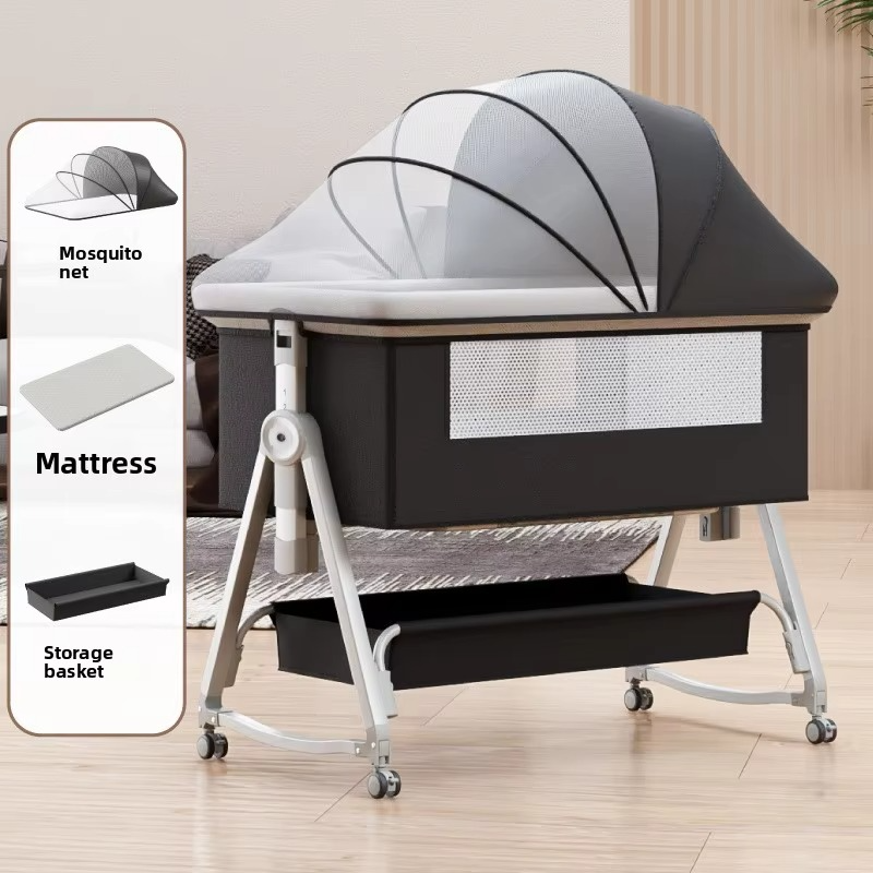 Movable newborn crib plus children's bed guardrail nursing table multi-functional baby crib can be folded