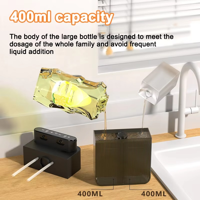 Dual 400ml Automatic Liquid Soap Dispenser 9 Gear Wall Mount Smart Display Touchless Sensor Foam Dispensers Hand Washer IPX7