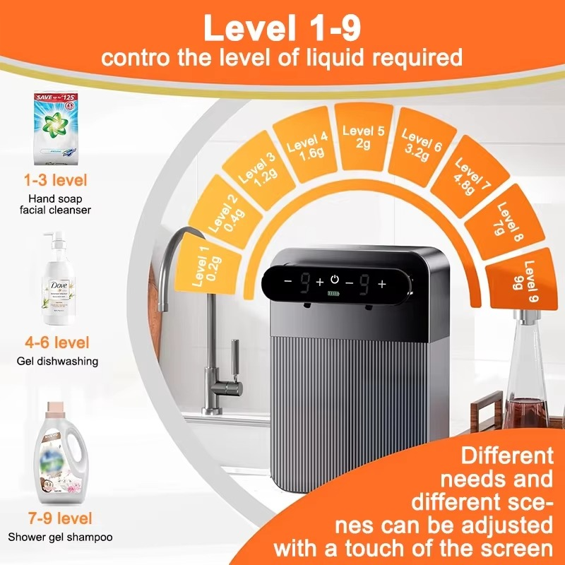 Dual 400ml Automatic Liquid Soap Dispenser 9 Gear Wall Mount Smart Display Touchless Sensor Foam Dispensers Hand Washer IPX7