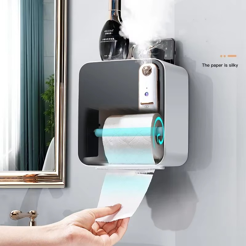 Light Luxury Intelligent Shelf Bathroom Waterproof and Perforated Wall Hanging toilet roll holder paper towel holder bathroom
