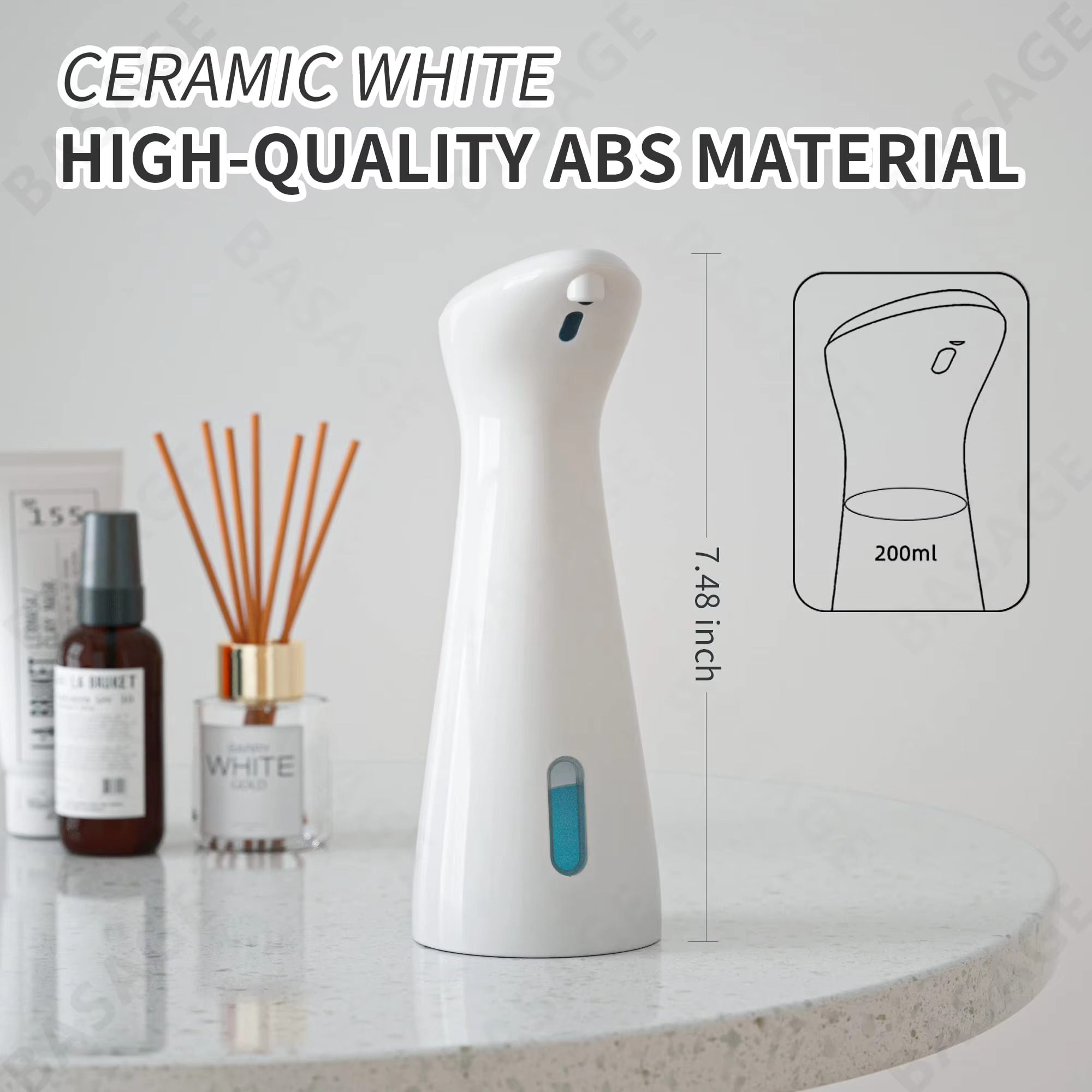 Automatic Sensor Soap Dispenser White High Quality Abs Waterproof Hand Soap Sensor Bathroom Smart Wash Handpiece(no battery