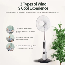 18 Inch Rechargeable 9 Wind Speed AC DC Solar Emergency Stand Fan with LED Light and Remote Control Rechargeable Standing Fan
