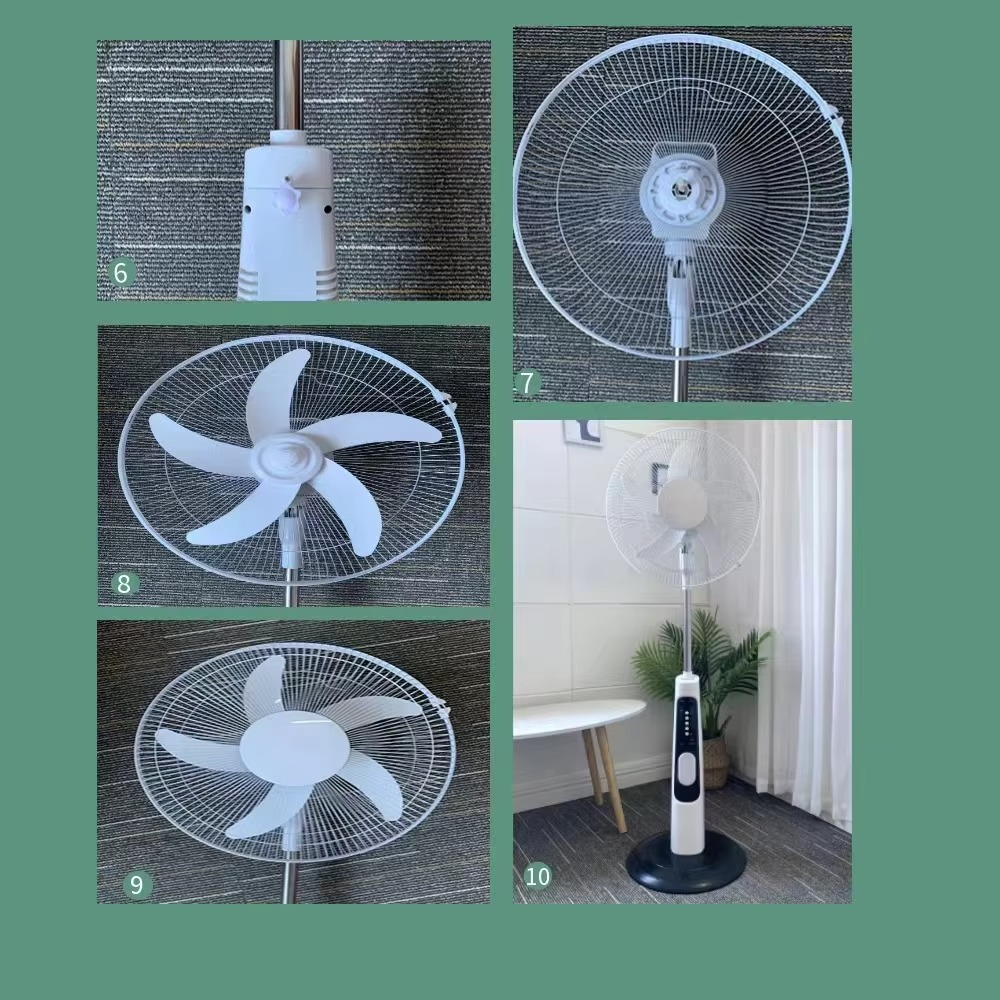18 Inch Rechargeable 9 Wind Speed AC DC Solar Emergency Stand Fan with LED Light and Remote Control Rechargeable Standing Fan