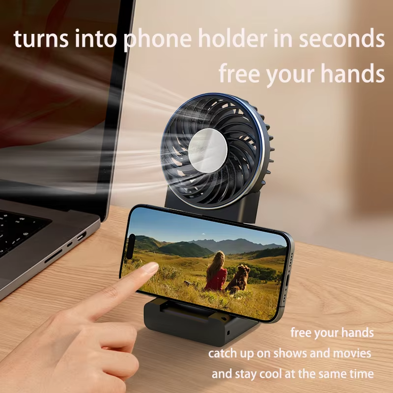 Foldable Silent TEC Cooling Fan Desktop Phone Stand Neck Fan Portable Office Desktop Portable Portable Long Lif Fan Usb Charging