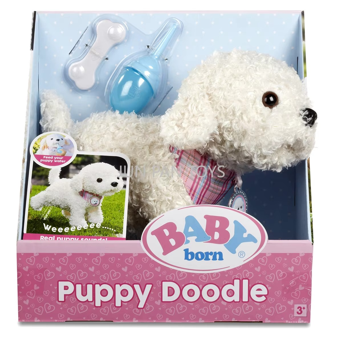 Baby Born Puppy Doodle Real Puppy Sounds Chews on The Bone Feed Your Puppy Water Electronic Pet Interactive Plush Pet Kids Toys