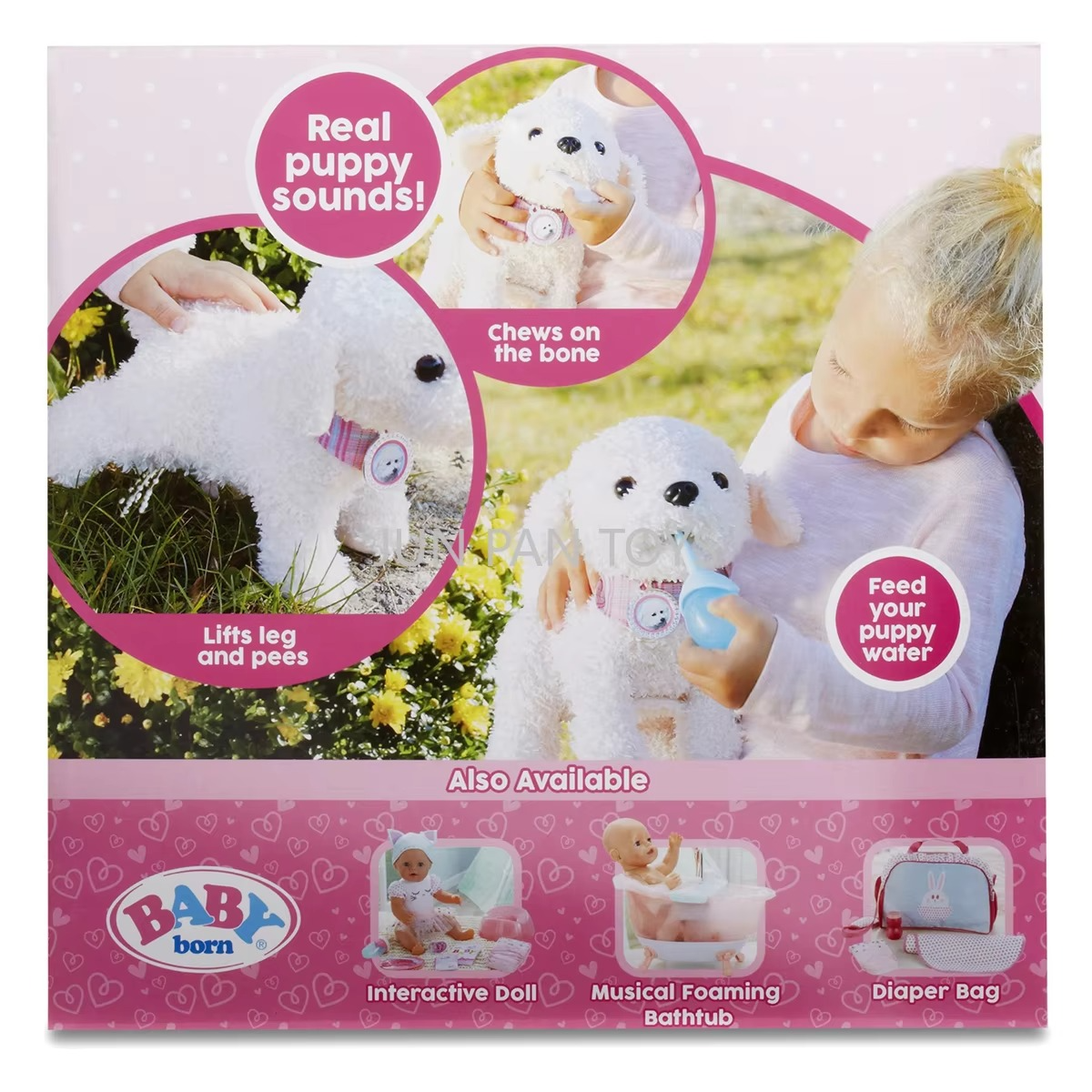 Baby Born Puppy Doodle Real Puppy Sounds Chews on The Bone Feed Your Puppy Water Electronic Pet Interactive Plush Pet Kids Toys