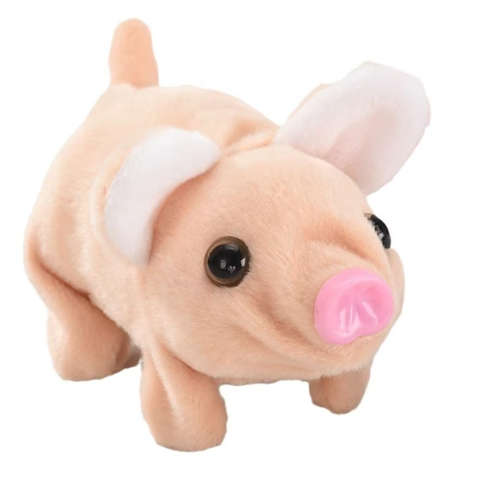 With Sound Electric Simulation Pig White Moving Tail Electric Plush Pig Toy Cute Moving Nose Walking Moving Pet Toys