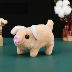 With Sound Electric Simulation Pig White Moving Tail Electric Plush Pig Toy Cute Moving Nose Walking Moving Pet Toys