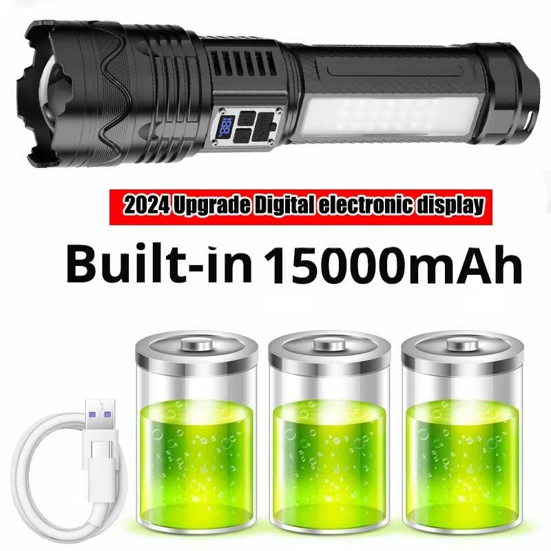 New 990000000LM High Power Led Flashlights 15000mah Battery 2000W Tactical Flashlight Emergency Spotlight Most Powerful Lantern