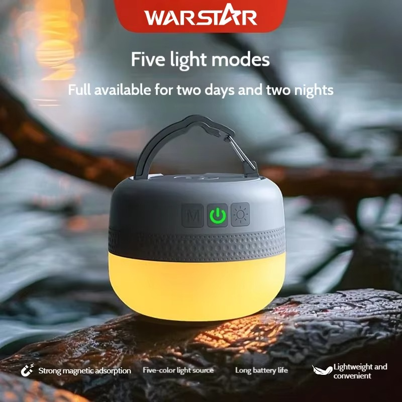 Warstar Outdoor Tent Camping Style Light New Product Rgb Atmosphere Light Shooting Fill Light with Magnet Large Capacity Lighting Fixtures Portable Emergency Light Repair Light