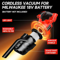 Cordless Vacuum for Milwaukee Battery Handheld Vacuum Cleaner with 2Pcs Washable HEPA Filter for Home Pet Hair Car