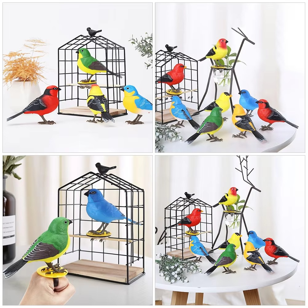 Plastic Voice Activated Singing Bird Toy Electronic Plaything Bird Figurine Decor Stimulation Electric Bird Toys Funny